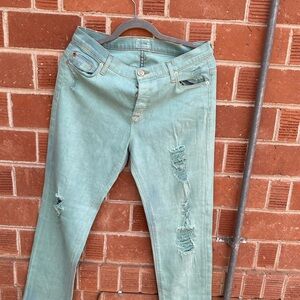 Hudson Jeans Blue Green Skinny Distressed Denim super soft